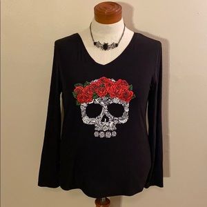 🥀💀 Rose Flower Crown Skull Shirt 💀🥀